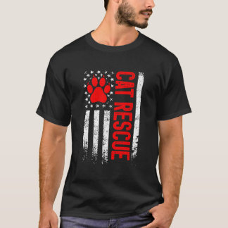Camiseta Gato de rescate de adopción de gato de bandera de 