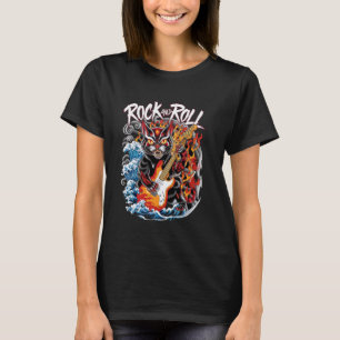 Camiseta Gato de Roca Oni Demonio Clásico Gato Samurái Japo