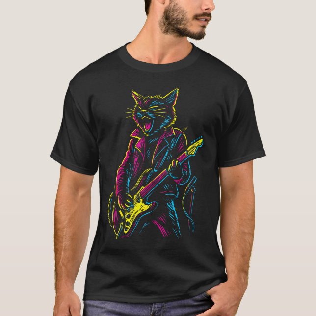 Camiseta Gato de Rock And Roll (Anverso)