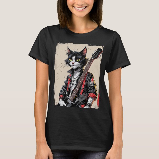 Camiseta Gato de Rock and Roll (Anverso)