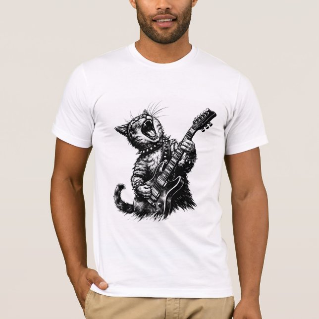 Camiseta Gato de Rock n Roll  (Anverso)
