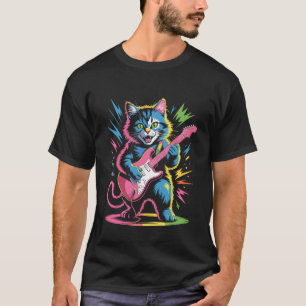 Camiseta Gato de Rock Star tocando guitarra eléctrica Roll 