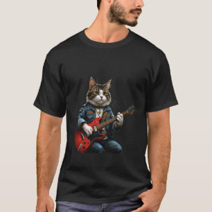 Camiseta Gato de Rock Star tocando Guitarra Rock y Folk Hom