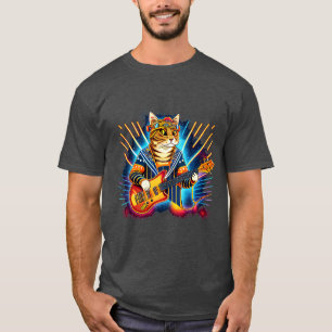 Camiseta Gato de rock tocando guitarra Gracioso gato de gui