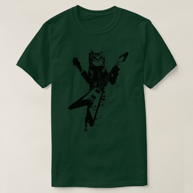 Camiseta Gato de rock tocando guitarra Gracioso gato de gui (Diseño del anverso)