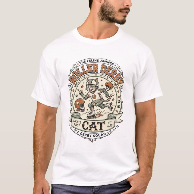 Camiseta Gato de Roller Derby Gato de Roller Derby Vector V (Anverso)