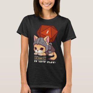 Camiseta Gato de Rpg Supongo que Moriré Gato D20 Falla Uni-