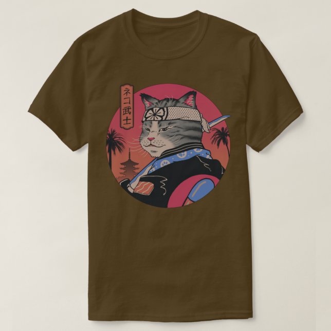 Camiseta Gato de Samurai (Diseño del anverso)