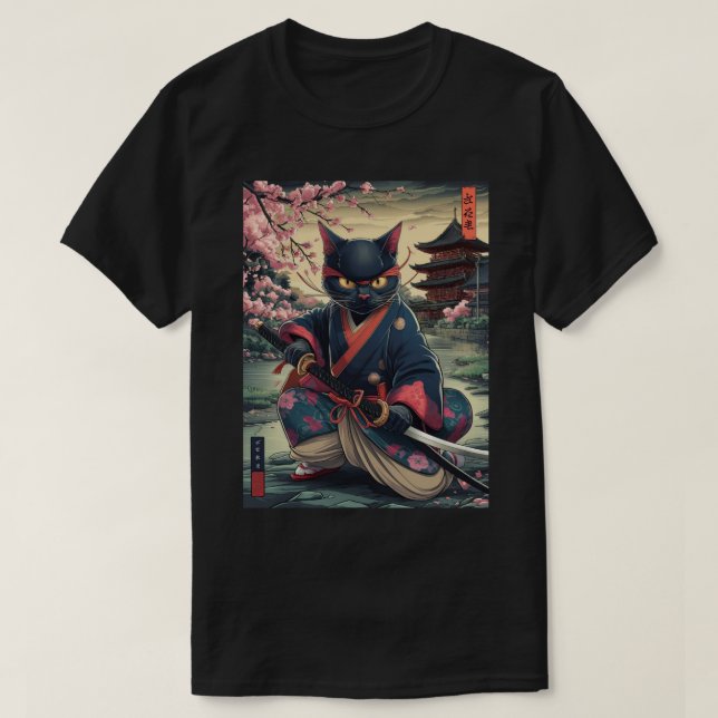 Camiseta Gato de Samurai (Diseño del anverso)