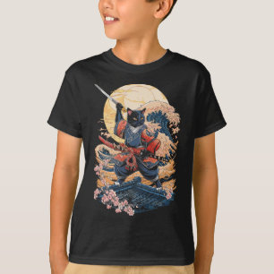 Camiseta Gato de Samurai Anime Ninja