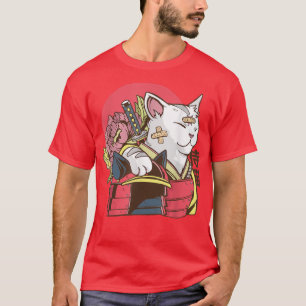 Camiseta Gato de Samurai con artes marciales de yeso de arm