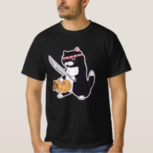 Camiseta Gato de Samurai de Taiyaki con pescado y sushi