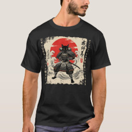 Camiseta Gato de Samurai gato japonés Gato de anime guerrer