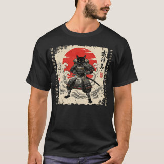 Camiseta Gato de Samurai gato japonés Gato de anime guerrer
