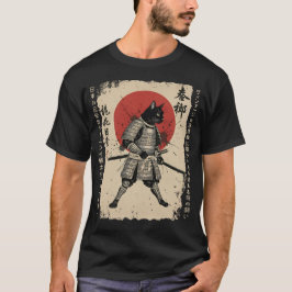 Camiseta Gato de Samurai gato japonés Gato de anime guerrer