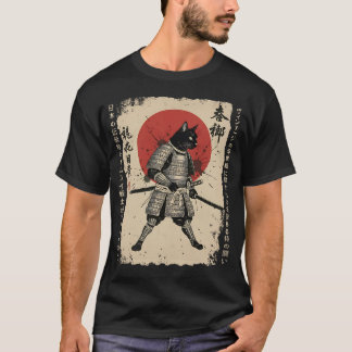 Camiseta Gato de Samurai gato japonés Gato de anime guerrer