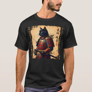 Camiseta Gato de Samurai gato japonés Gato de anime guerrer