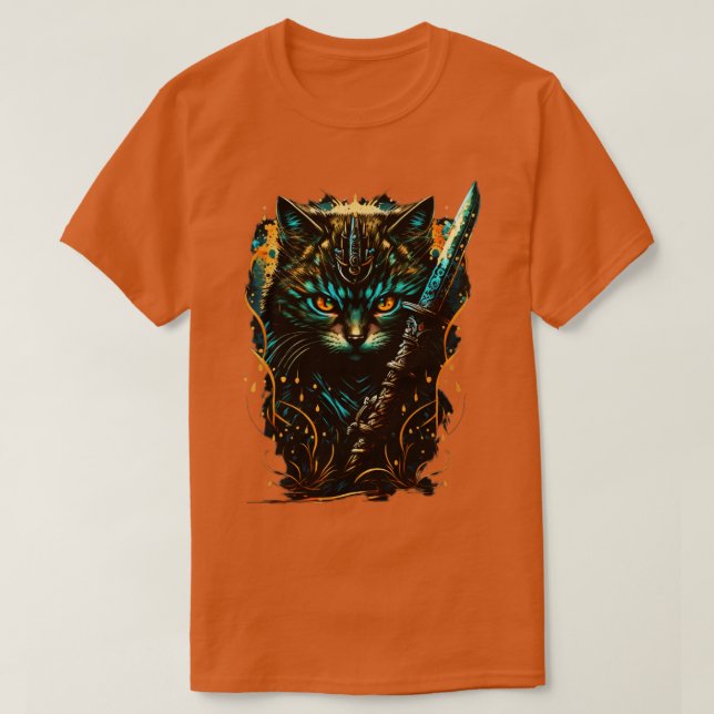 Camiseta Gato de Samurai Guerrero de la Línea (Diseño del anverso)