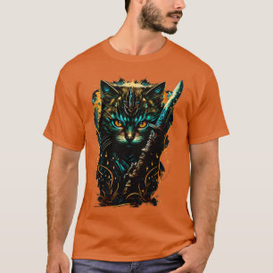 Camiseta Gato de Samurai Guerrero de la Línea