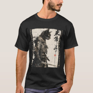 Camiseta Gato de Samurai Guerrero de Ukiyo Ink Artwork Cat