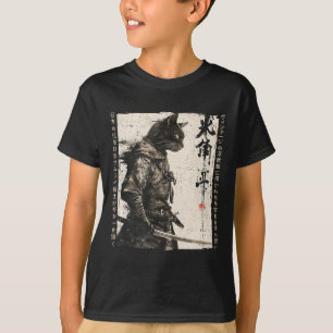 Camiseta Gato de Samurai Guerrero de Ukiyo Ink Artwork Cat
