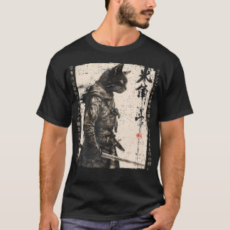 Camiseta Gato de Samurai Guerrero de Ukiyo Ink Artwork Cat
