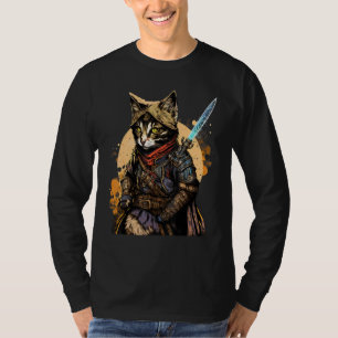 Camiseta Gato de Samurai japonés retro Bushido Guerrero Esp