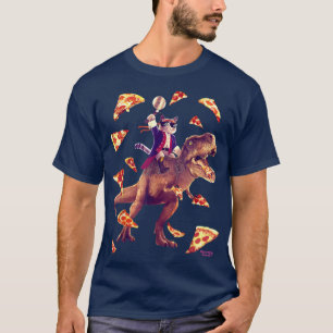 Camiseta Gato de Samurai montando en rex comiendo pizza div