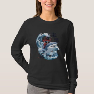 Camiseta Gato de Samurai Ninja Gato japonés Tiburón Kanagaw