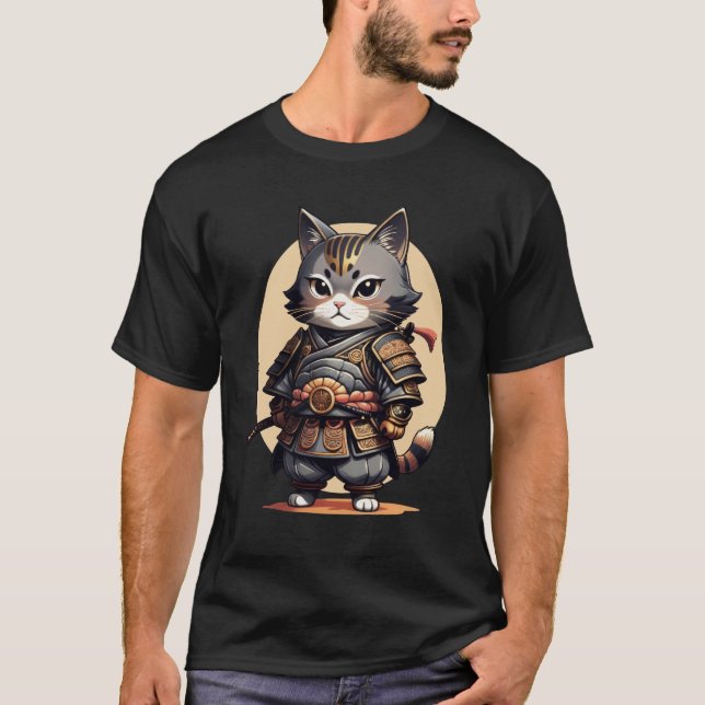 Camiseta Gato de Samurai Personalizado japonés gato arte di (Anverso)