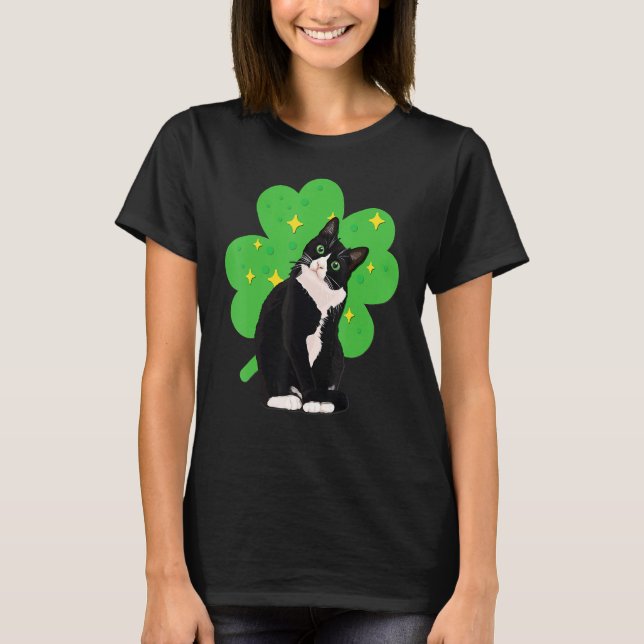 Camiseta Gato de San Patricio del Día de Tuxedo Hombres Muj (Anverso)