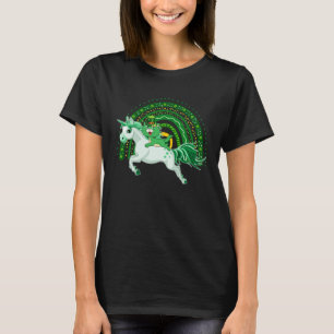 Camiseta Gato de San Patricio montando unicornio en arco ir