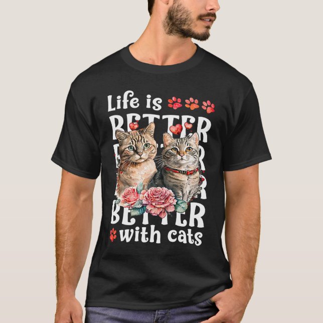 Camiseta Gato de San Valentín con Gatos (Anverso)