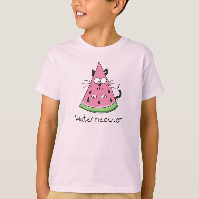 Camiseta Gato de sandía cute de niño (Anverso)