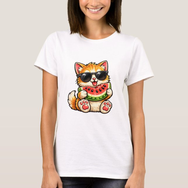 Camiseta Gato de sandía genial (Anverso)