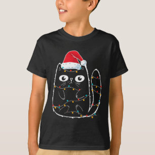 Camiseta Gato De Santa Negro Envuelto En El Amante Del Gato