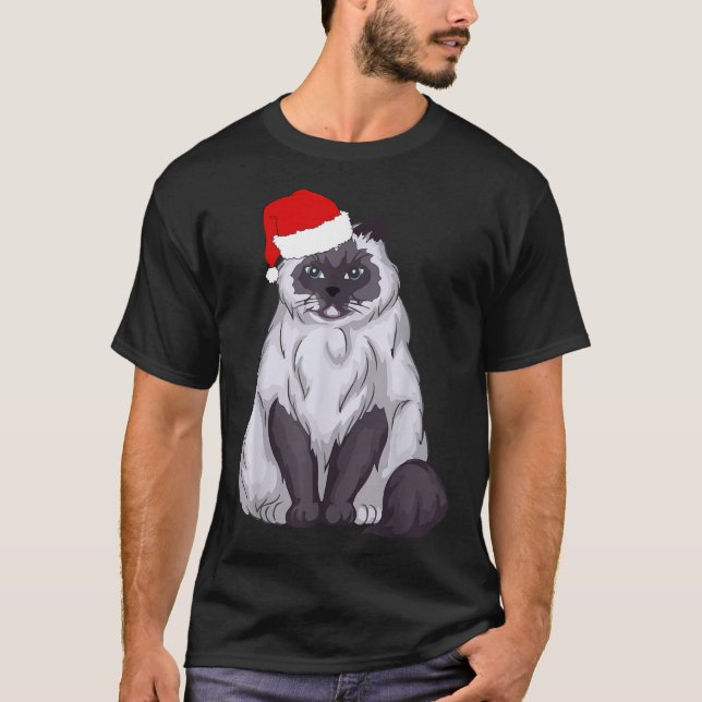 Camiseta Gato de Santa Ragdoll Navidades Pajama Gracioso re (Anverso)