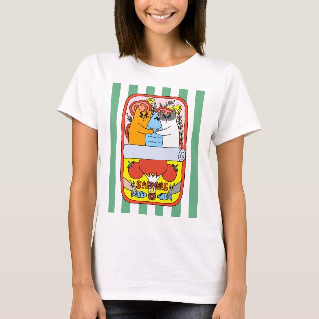 Camiseta Gato de Sardina Retro (Anverso)
