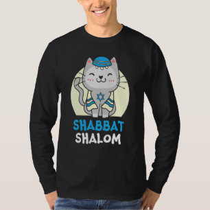 Camiseta Gato de Shabat Shalom Día Santo Judaísmo Yom Kip