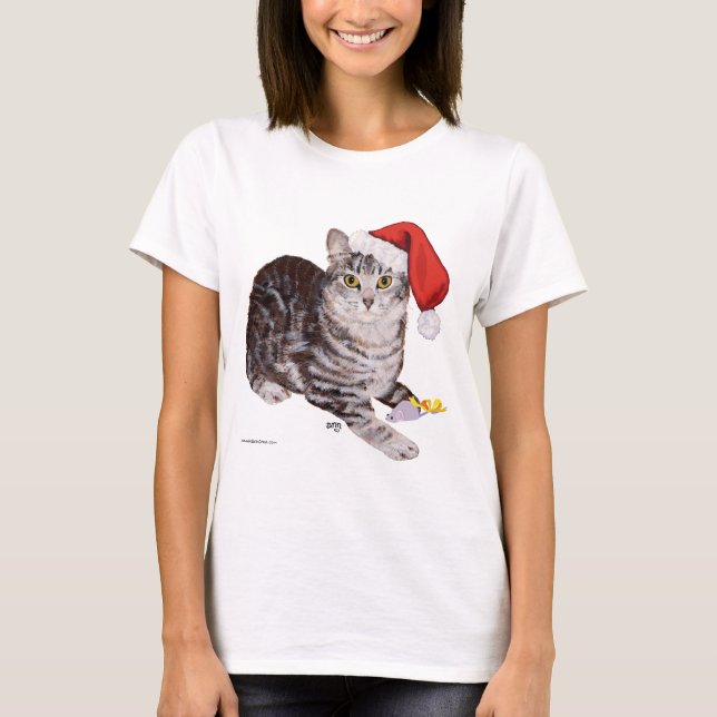 Camiseta Gato de Shorthair Tabby estadounidense - Navidades (Anverso)