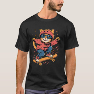 Camiseta Gato de skateboarder en Skateboarding