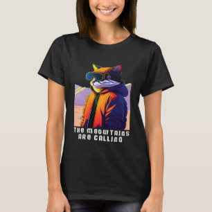 Camiseta Gato de Snowboard Cool para hombres y mujeres Esqu