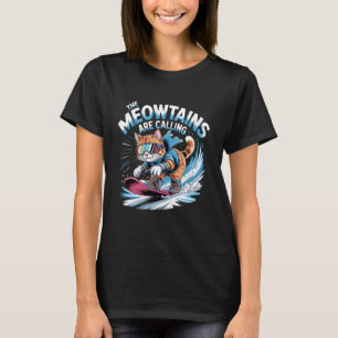 Camiseta Gato de snowboard patinando en las Meowtains están