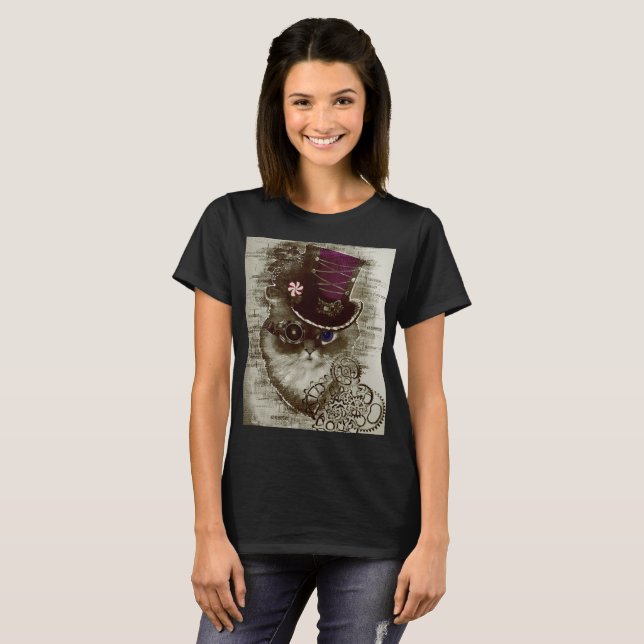 Camiseta Gato de Steampunk (Anverso completo)