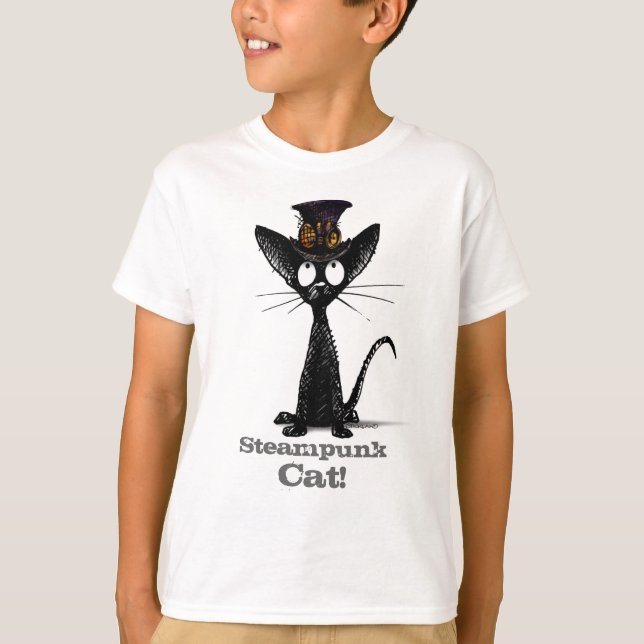 Camiseta Gato de Steampunk en niños de encargo divertidos (Anverso)