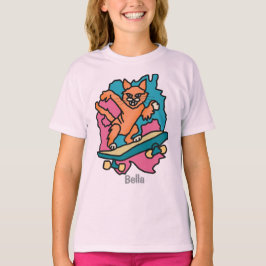 Camiseta Gato de Street Retro en Skateboard | Divertido