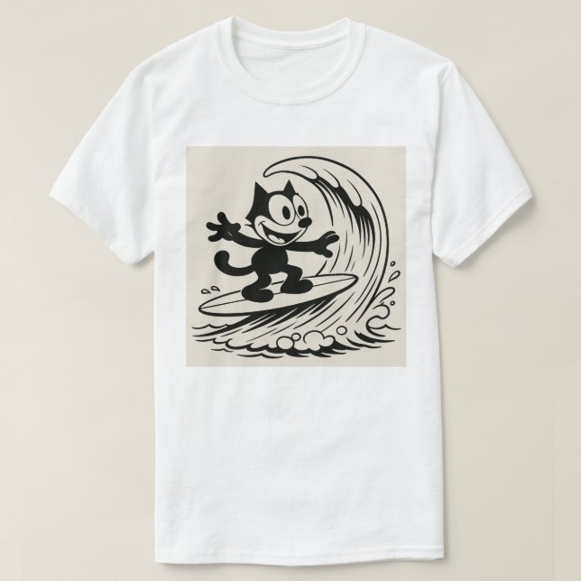 Camiseta Gato de Surfing (Diseño del anverso)