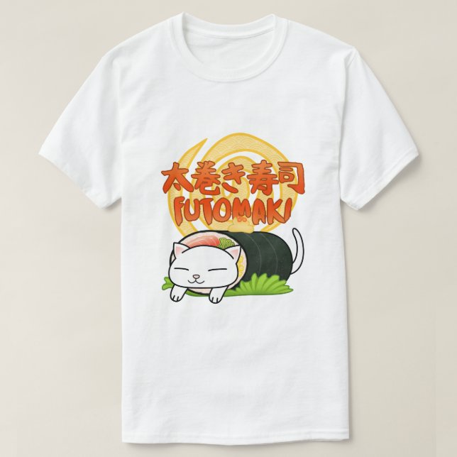 Camiseta Gato de sushi de Futomaki (Diseño del anverso)