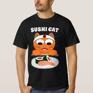 Camiseta GATO DE SUSHI Dibujo Animado Gato Humorístico