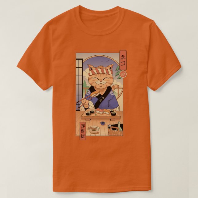 Camiseta Gato de sushi en Edo (Diseño del anverso)